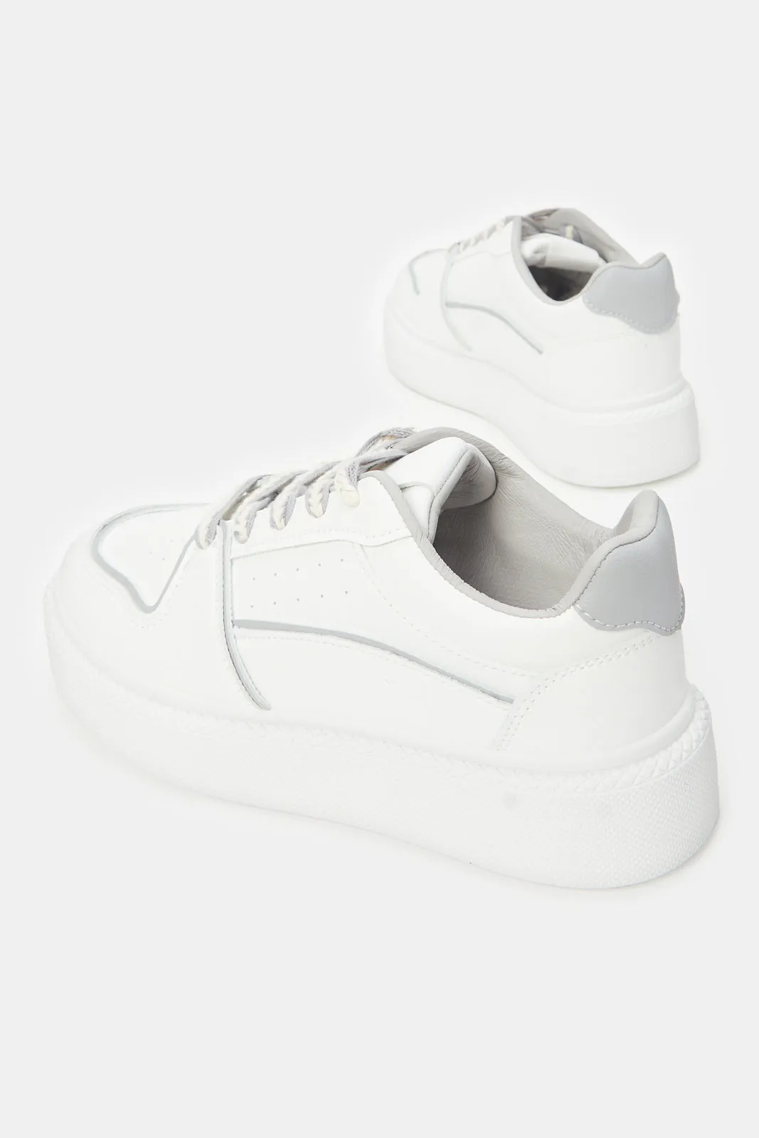 Women White And Grey Court Sneaker