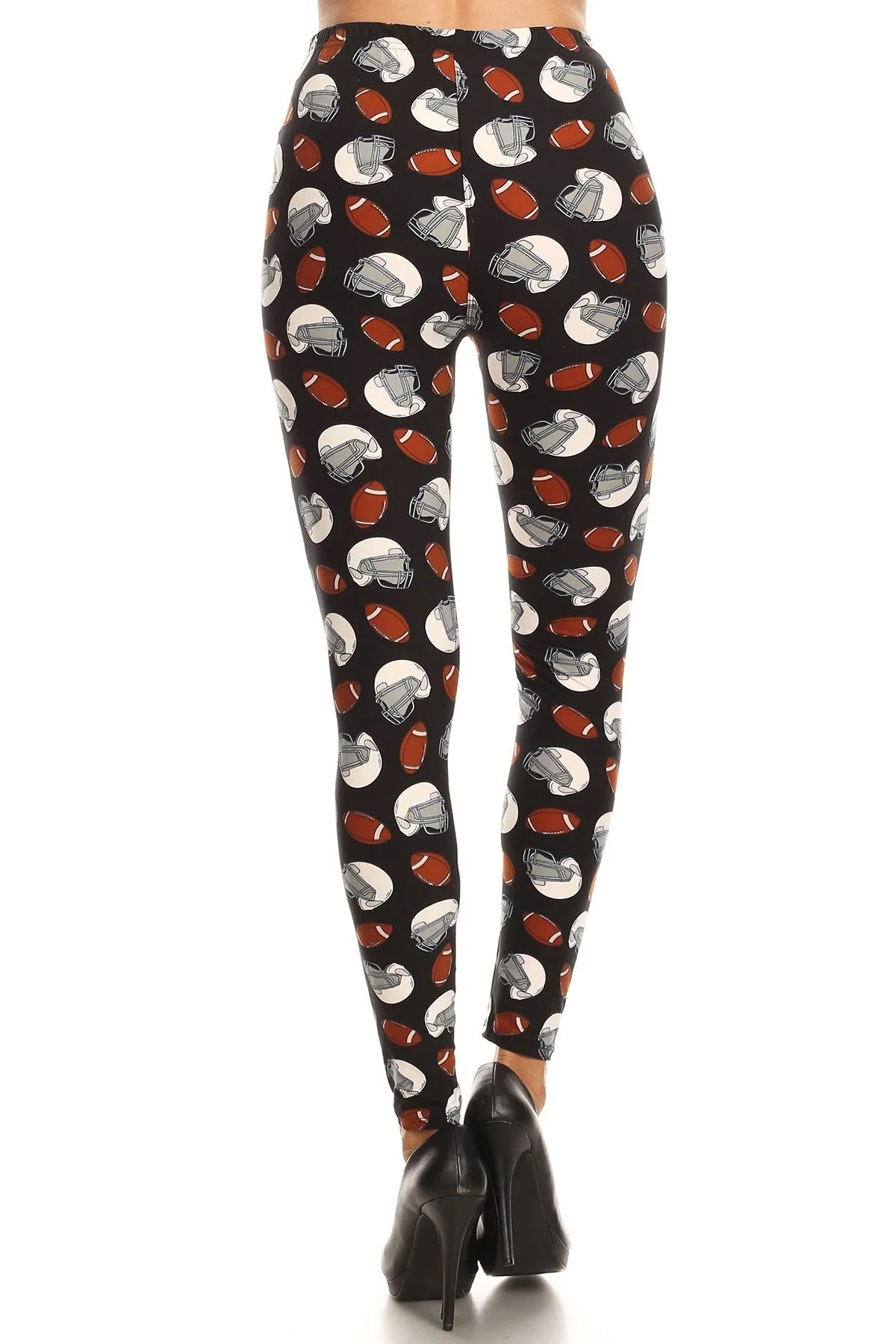 Women's 3X 5X Football Helmet Pattern Printed Leggings