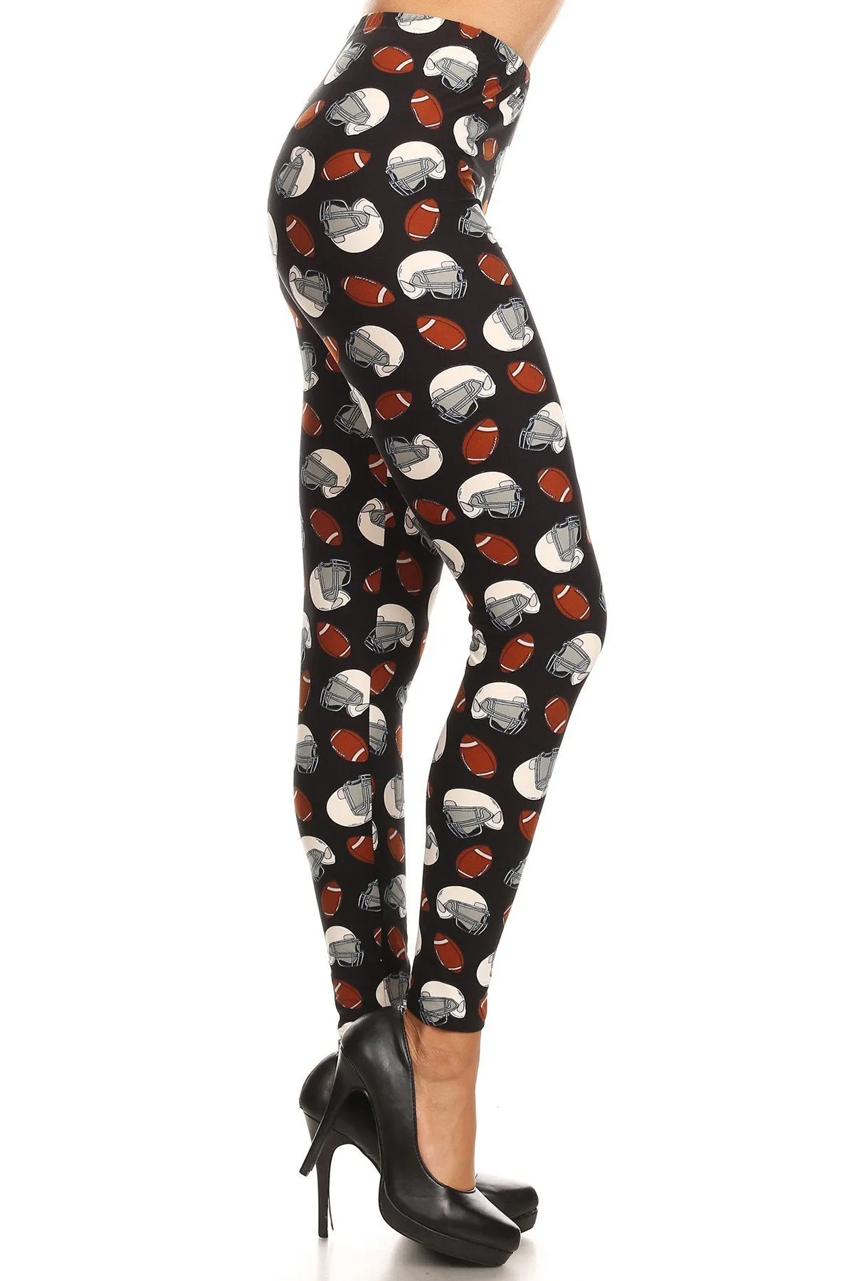 Women's 3X 5X Football Helmet Pattern Printed Leggings