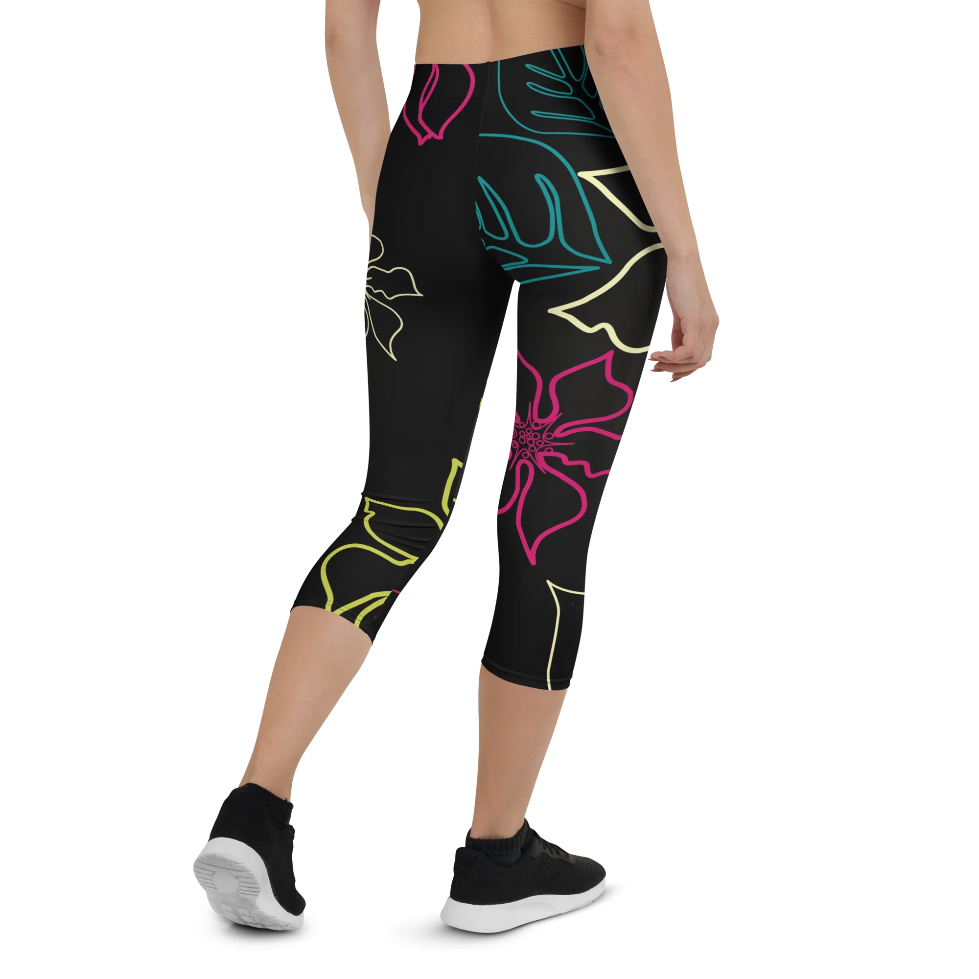 Women's CoastFlex Black Aloha Capri Leggings