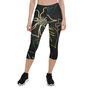 Women's CoastFlex Black Aloha Capri Leggings