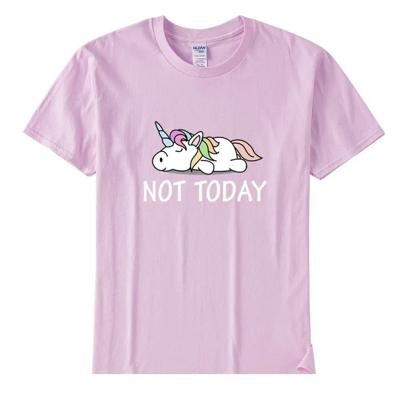 Women's Funny Not Today Unicorn Size Cotton Short Sleeve T-Shirt