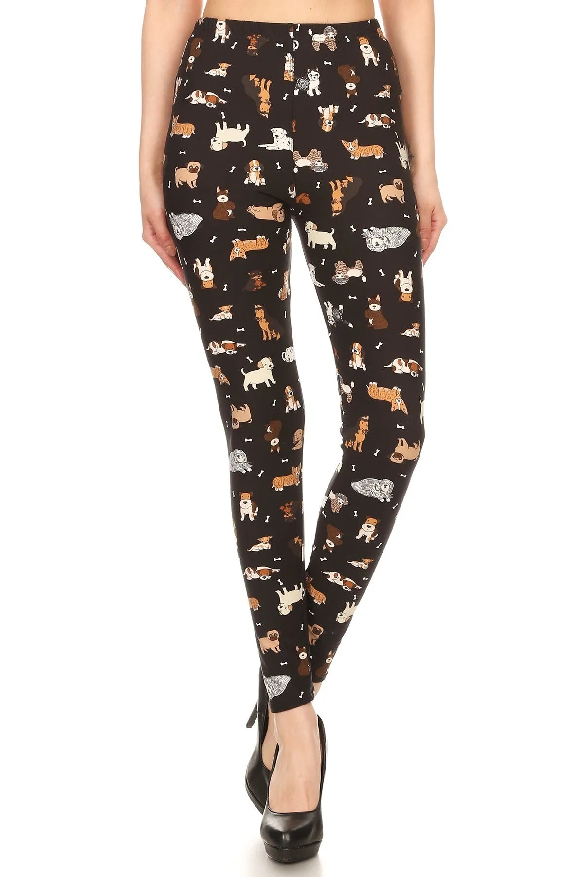 Women's Plus Cute Puppy Dog Pattern Printed Leggings