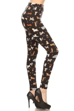 Women's Plus Cute Puppy Dog Pattern Printed Leggings