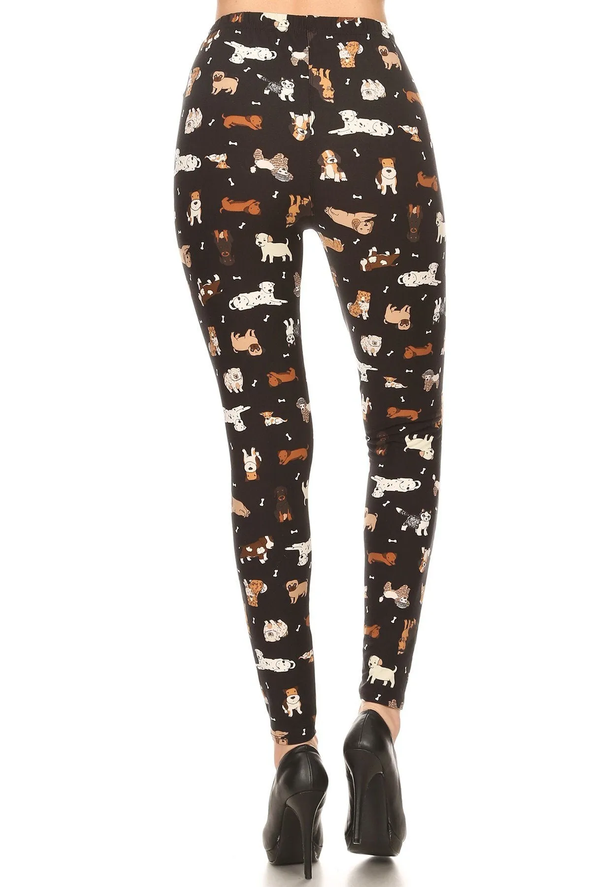 Women's Plus Cute Puppy Dog Pattern Printed Leggings