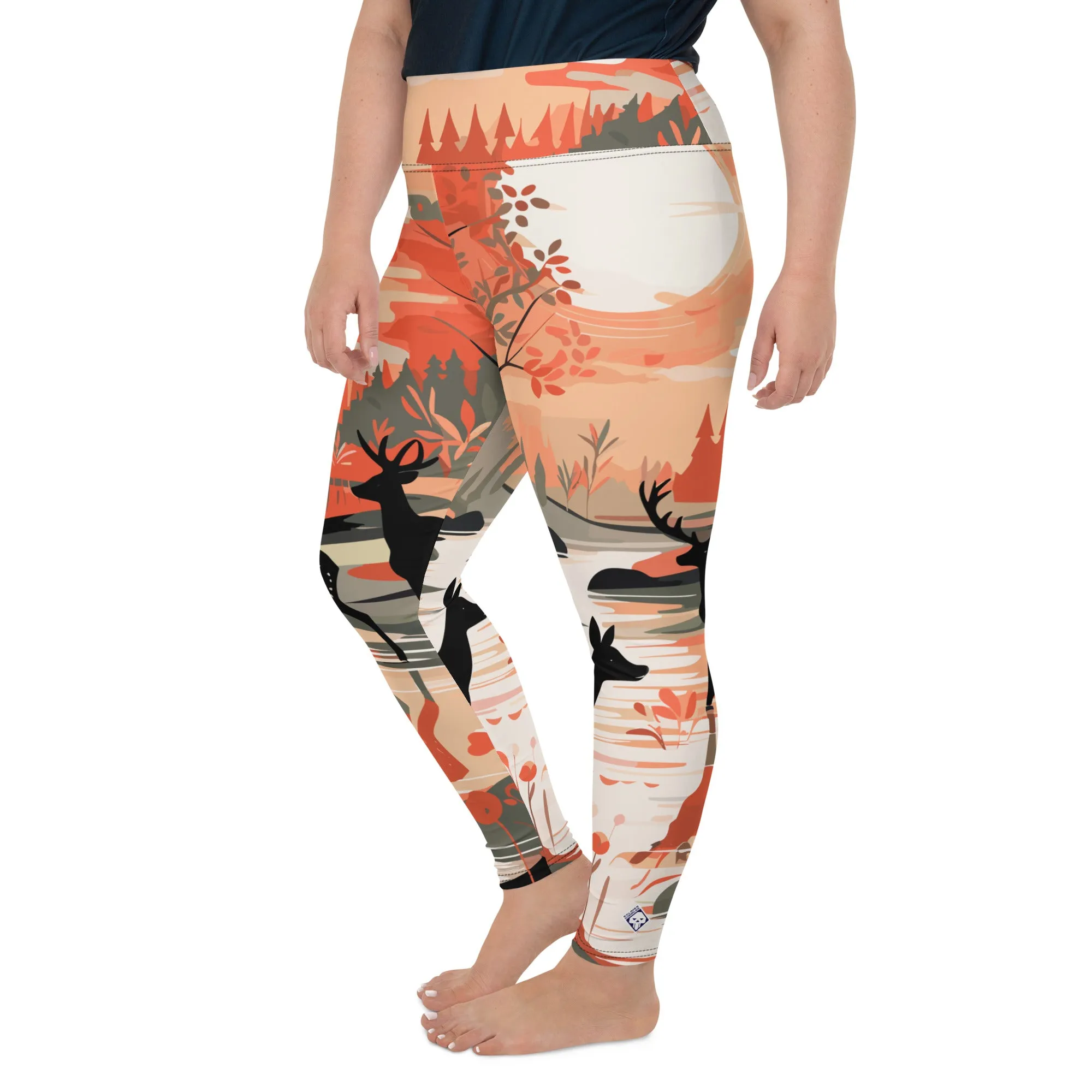 Women's Plus Size Yoga Pants Workout Leggings - Deer Forest