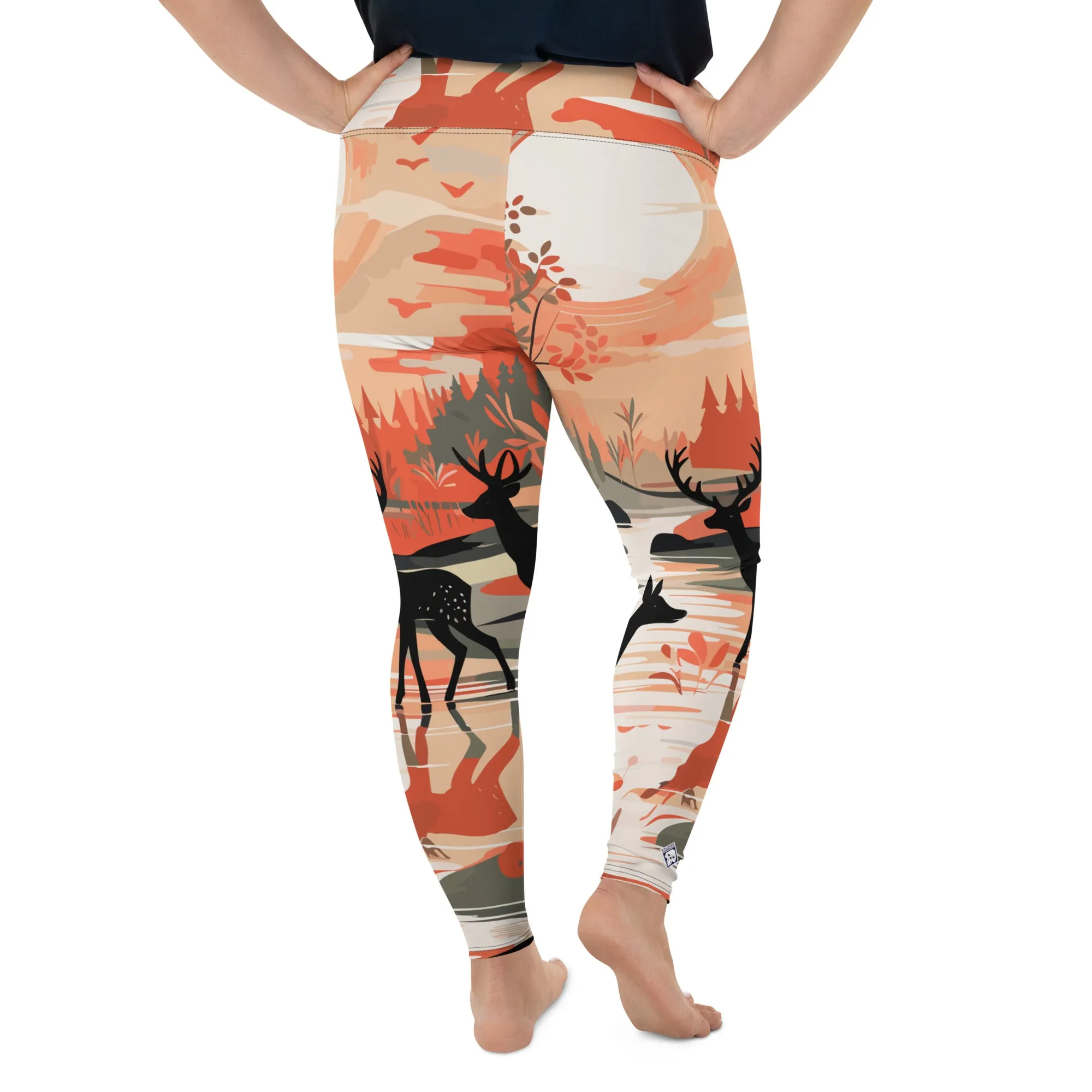 Women's Plus Size Yoga Pants Workout Leggings - Deer Forest