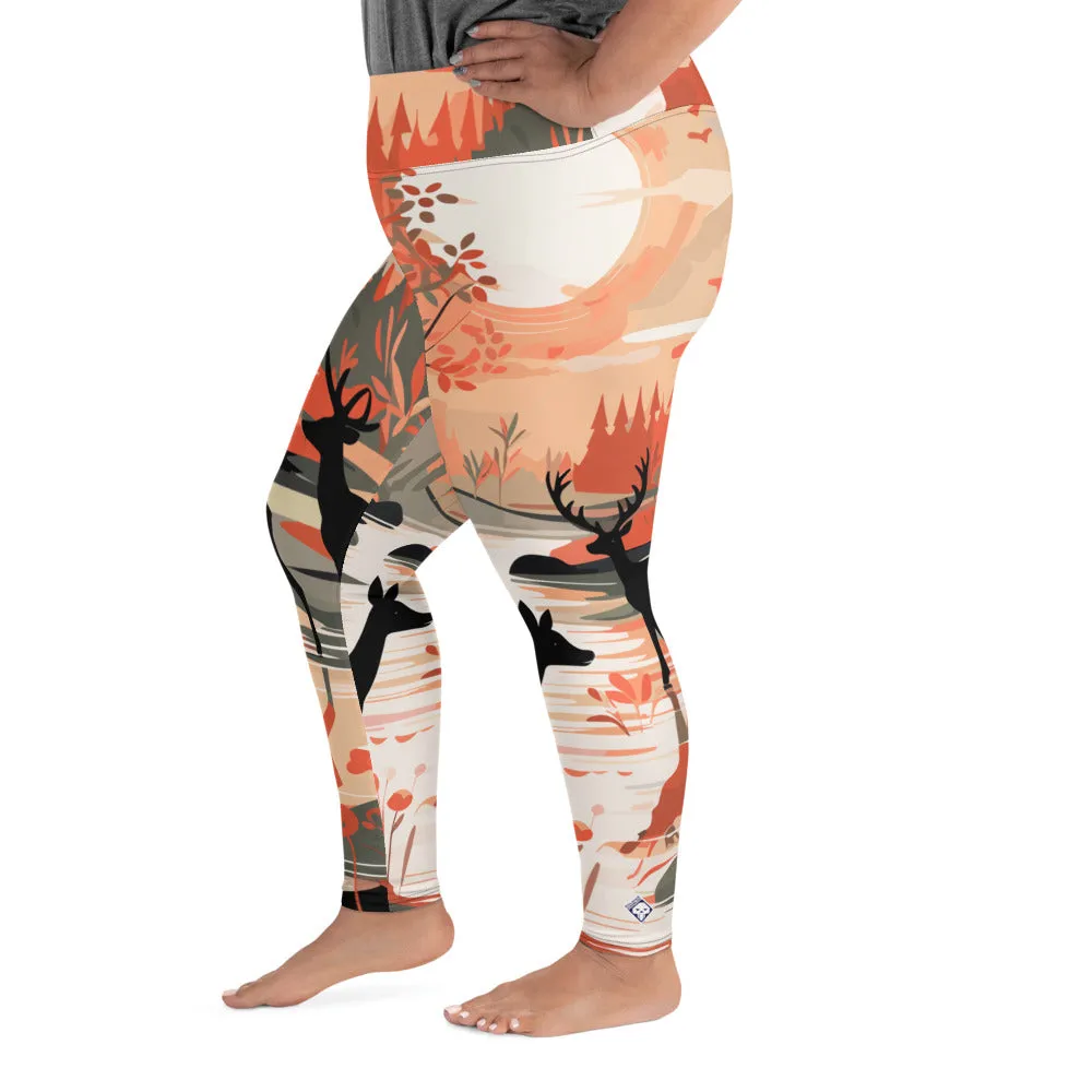 Women's Plus Size Yoga Pants Workout Leggings - Deer Forest