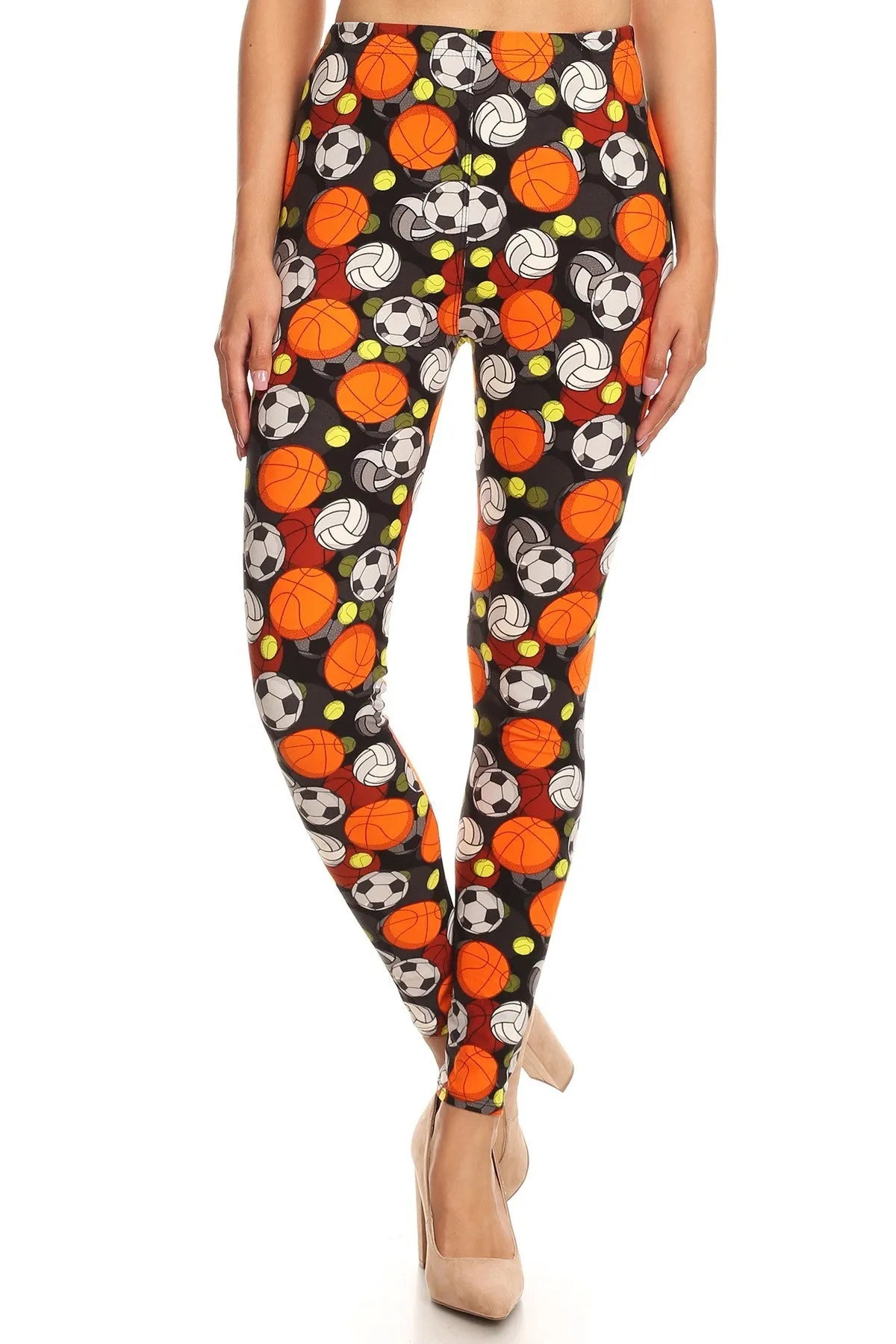 Women's Plus Sports Theme Pattern Printed Leggings