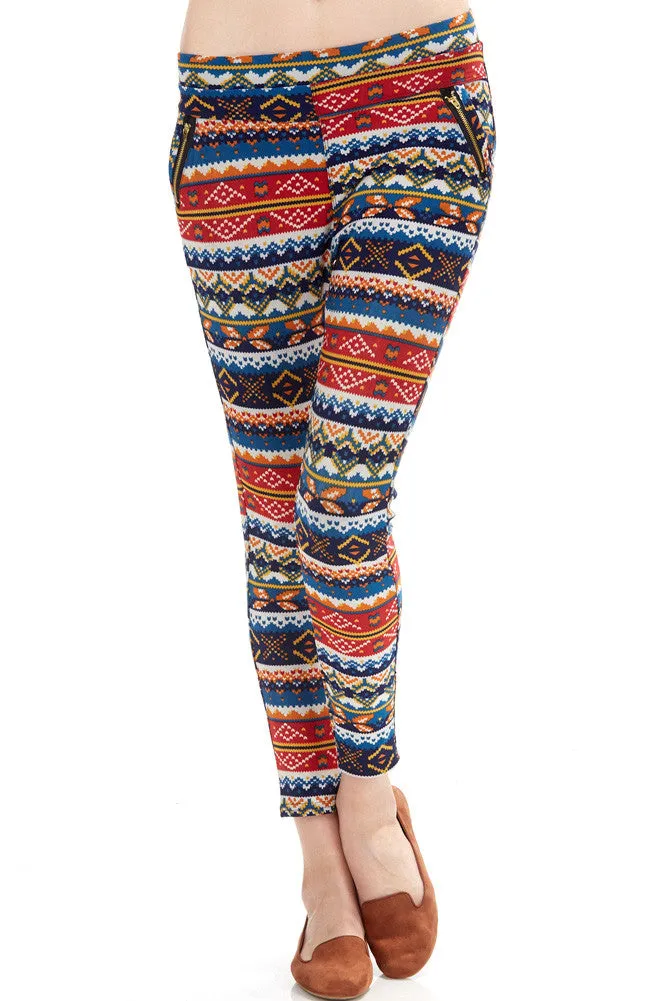 Women's Regular Southwest Multi Colored Print Leggings