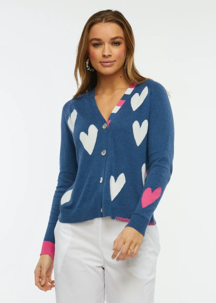 Zaket & Plover Cardigan | Blue Hearts