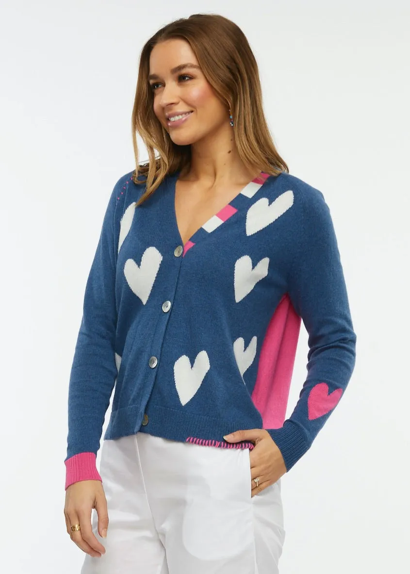 Zaket & Plover Cardigan | Blue Hearts