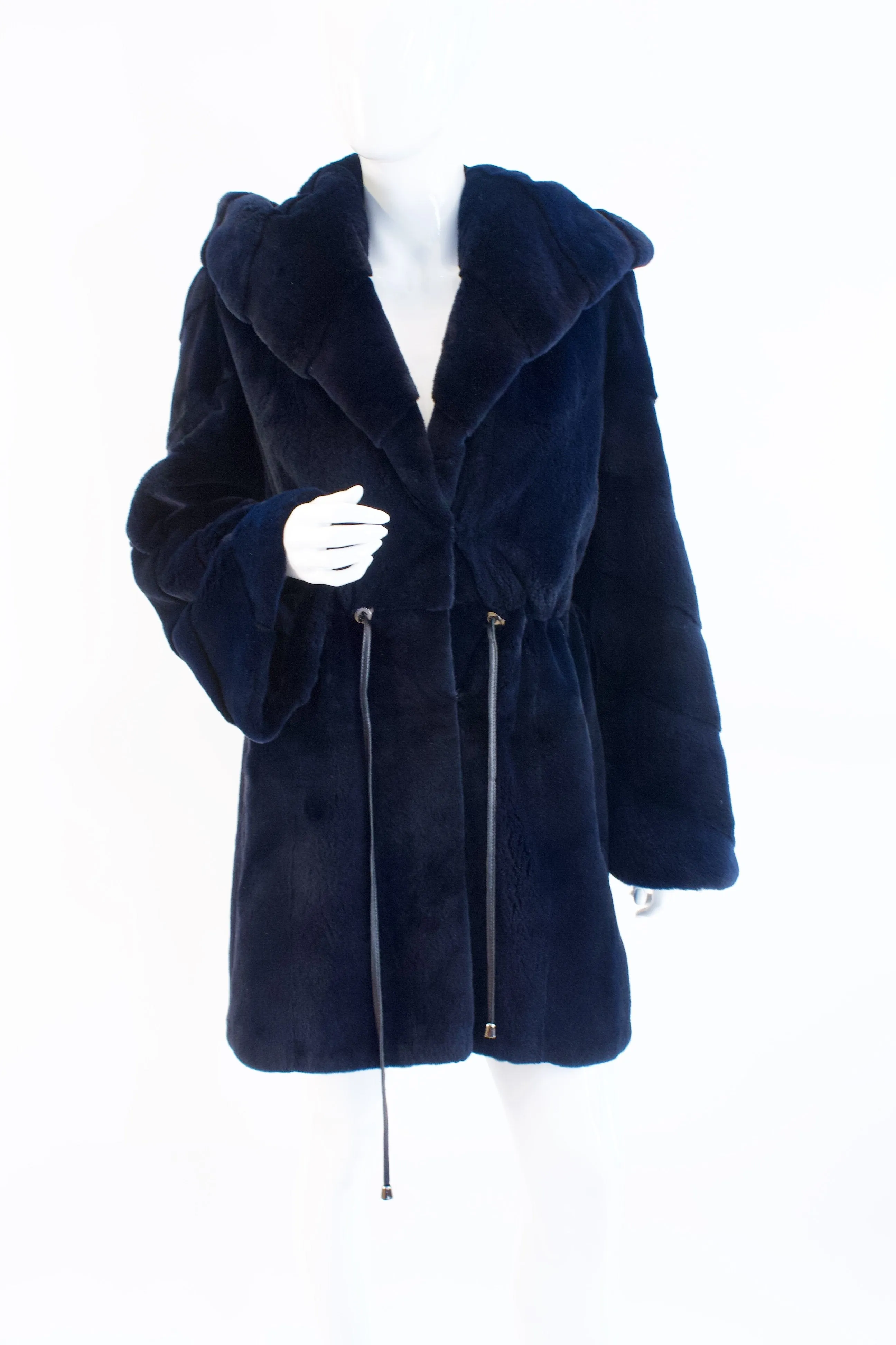 ZANDRA RHODES Navy Blue Mink Jacket