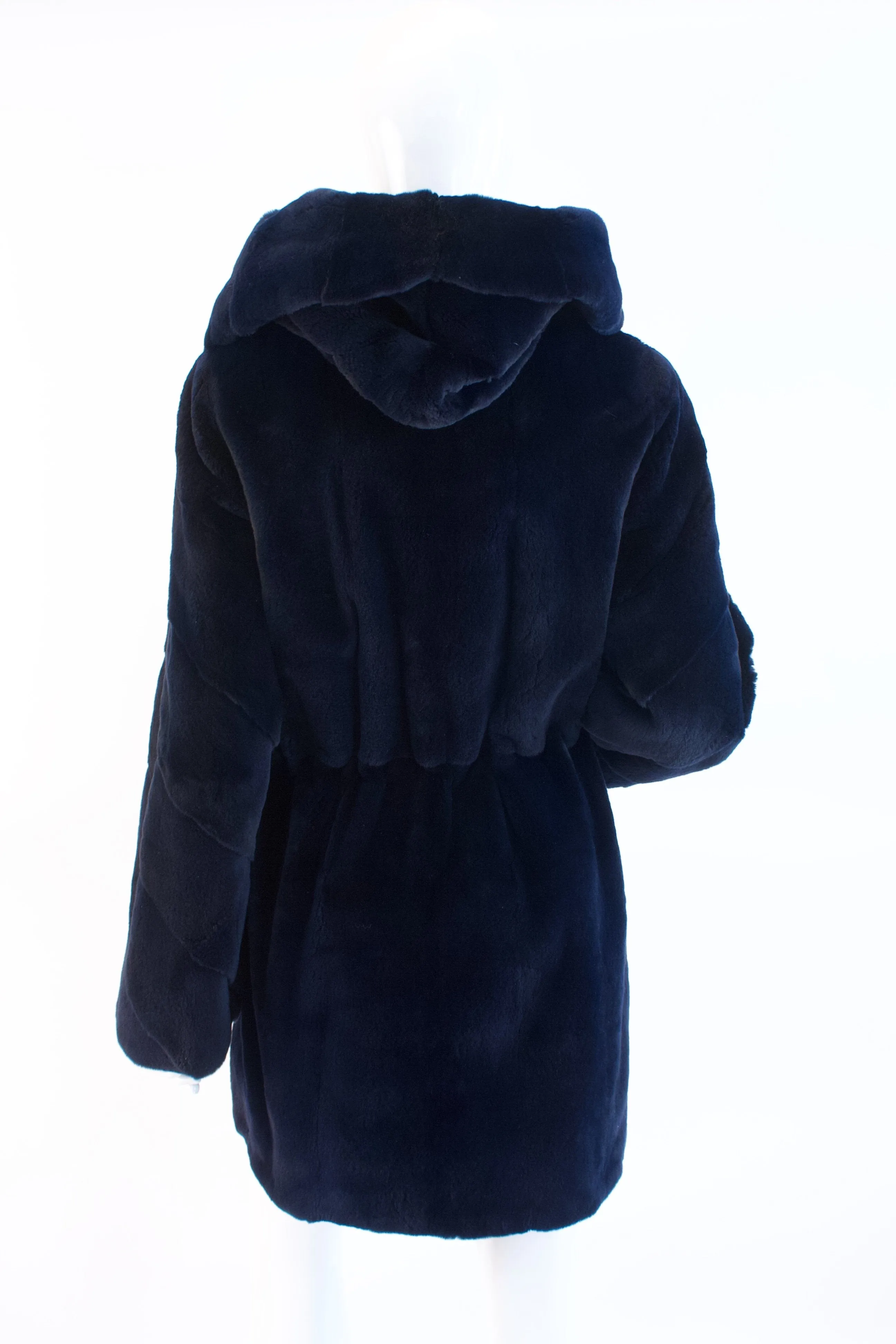 ZANDRA RHODES Navy Blue Mink Jacket