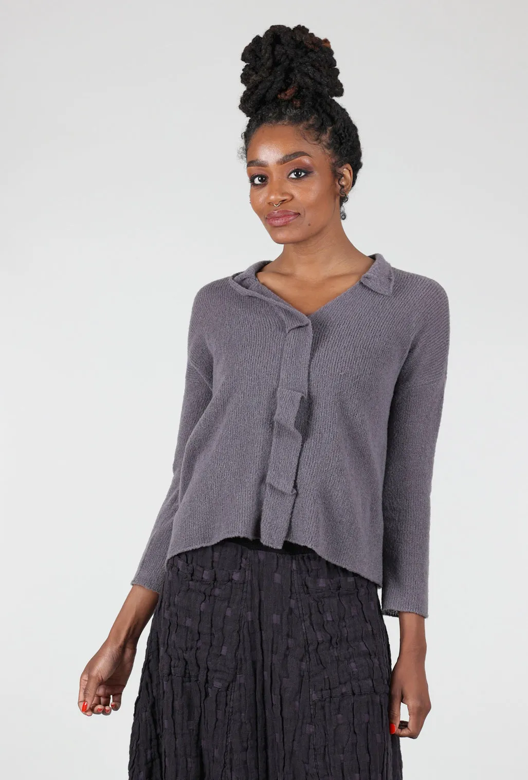 Zip-Front Lady Cardie, Lavender Ice