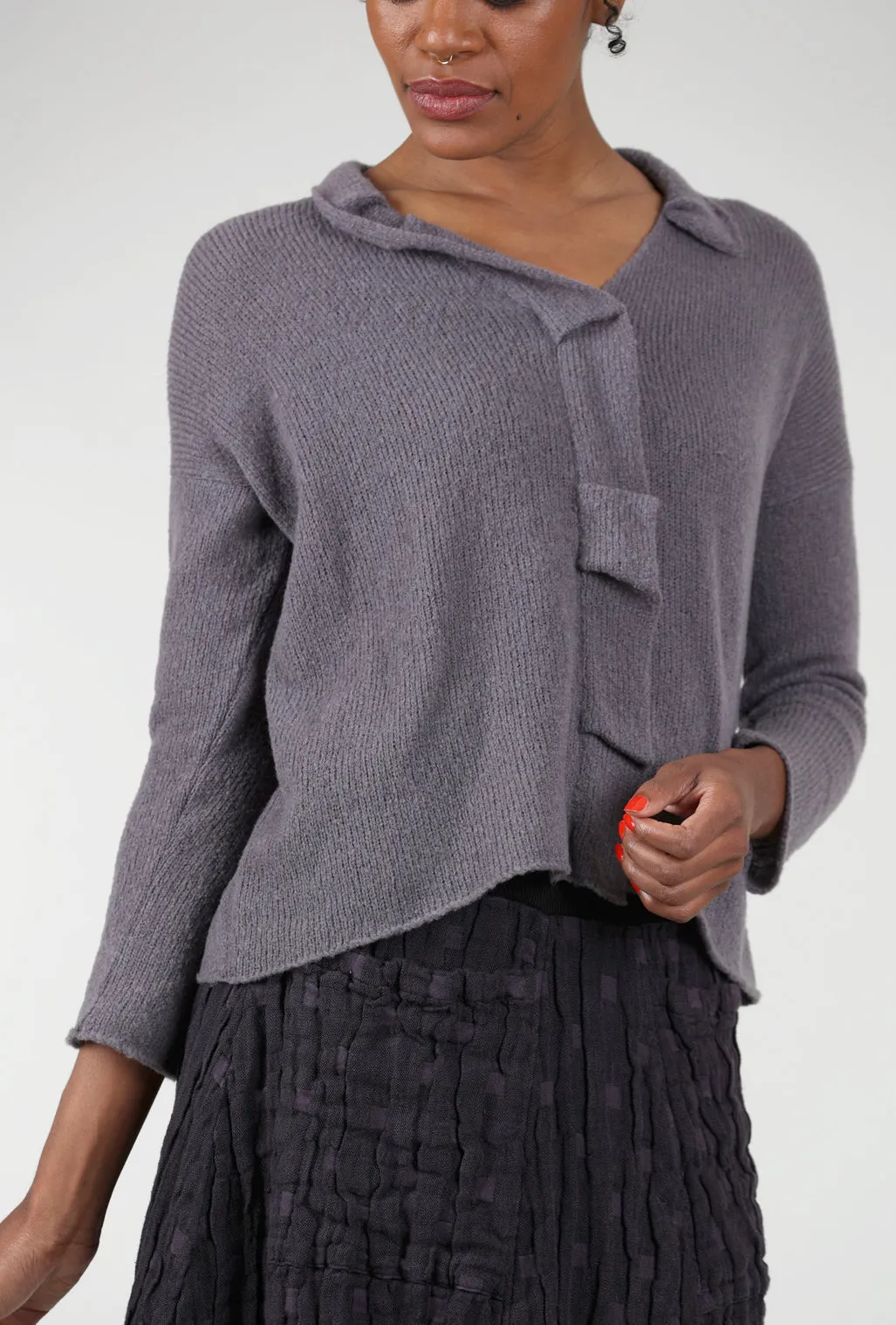 Zip-Front Lady Cardie, Lavender Ice